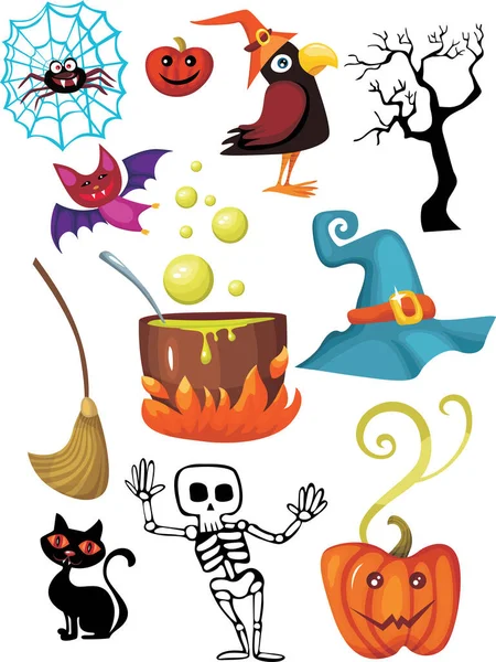 Conjunto Elementos Halloween — Archivo Imágenes Vectoriales