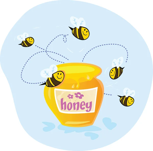 Honigbienen Cartoon Vektor Illustration Grafik Design — Stockvektor