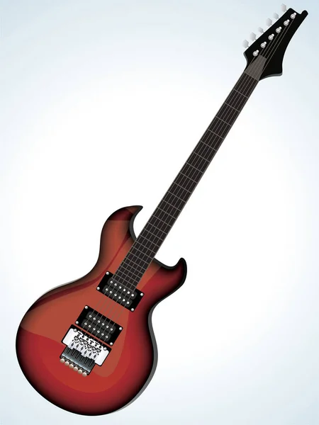 Gitarre Mit Rotem Hintergrund Vektor — Stockvektor