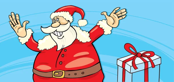 Desenhos Animados Papai Noel Com Presente — Vetor de Stock