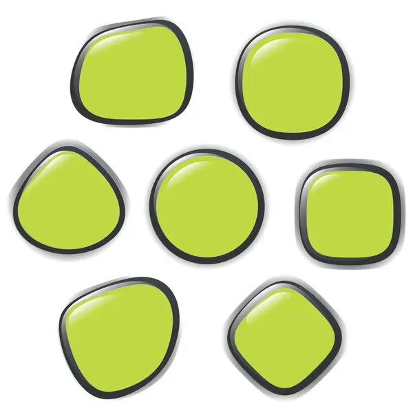 Green Glossy Buttons Set — Stock Vector