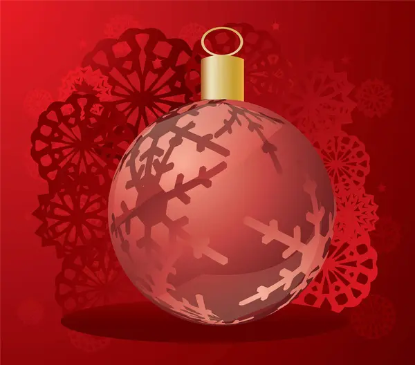 Рождественской Открыткой Мячом Снежинками — стоковый вектор