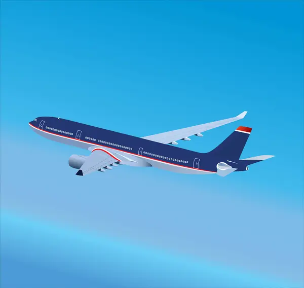 Avion Bleu Blanc Volant Dans Ciel — Image vectorielle