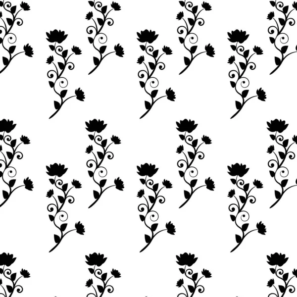 Ein Schwarz Weißes Blumenmuster Mit Blumen — Stockvektor