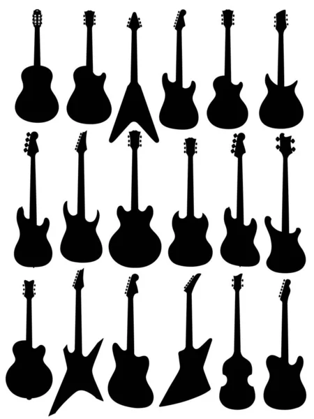 Une Collection Silhouettes Guitares Électriques — Image vectorielle