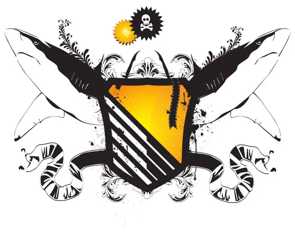 Escudo Amarelo Preto — Vetor de Stock