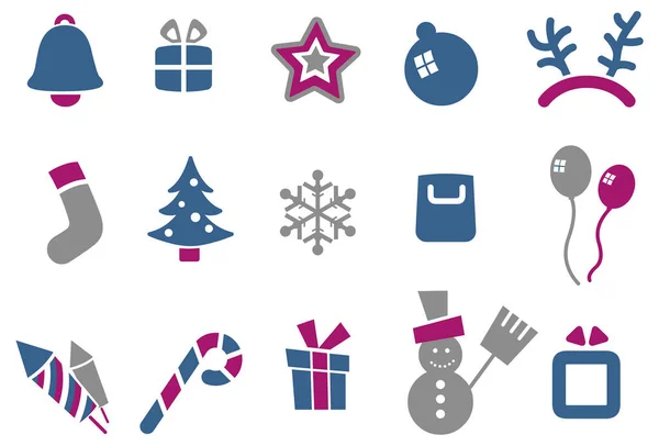 Kerstmis Nieuwjaar Symbolen Set Vector Illustratie — Stockvector