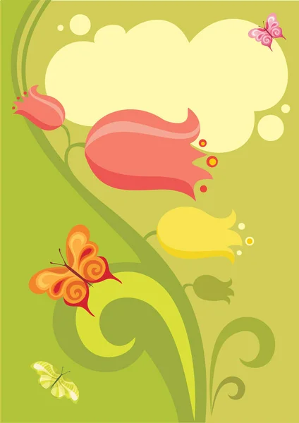 Abstract Floral Background Butterflies — Stock Vector