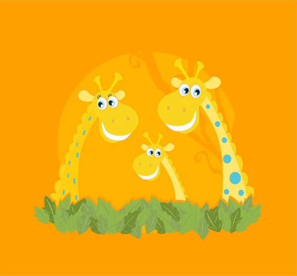 Szczęśliwe Kolorowe Żyrafy Kreskówkowe — Wektor stockowy