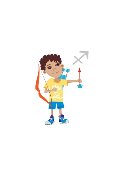 Bambino Che Gioca Con Arco Frecce — Vettoriale Stock