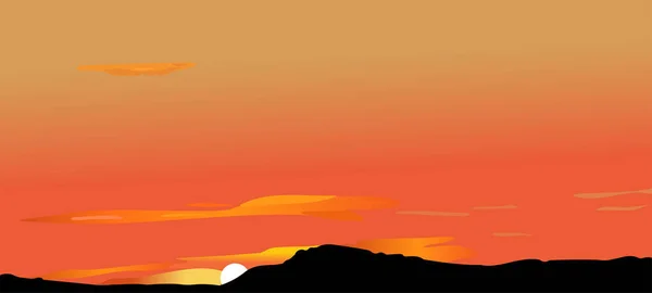 Vektorillustration Des Sonnenuntergangs Den Bergen — Stockvektor