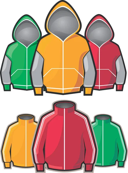 Набор Разноцветных Спортивных Курток Различной Формы — стоковый вектор