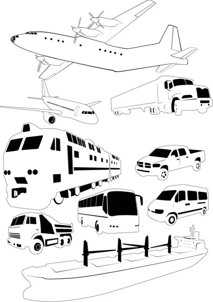 Векторна Ілюстрація Набору Транспорту — стоковий вектор