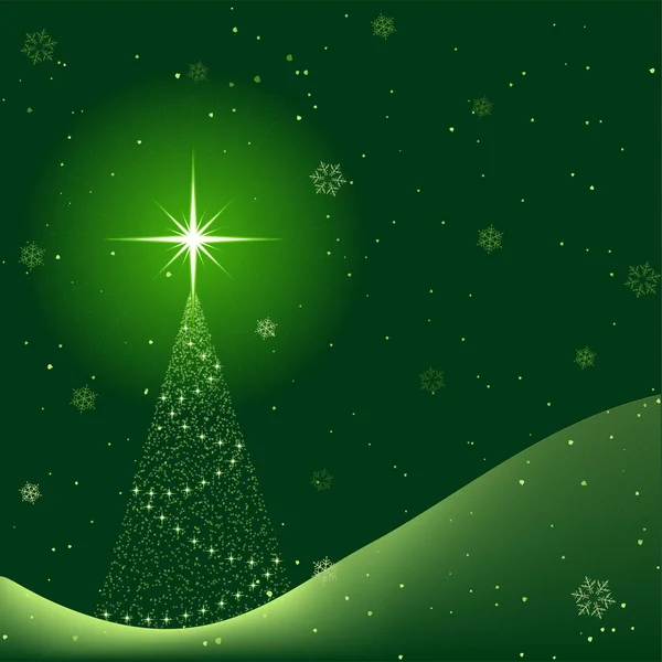 Arbre Noël Sur Fond Flocons Neige — Image vectorielle