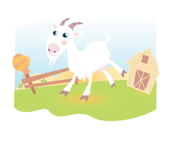 Cute Goat Cartoon Illustration Vector — Stock Vector
