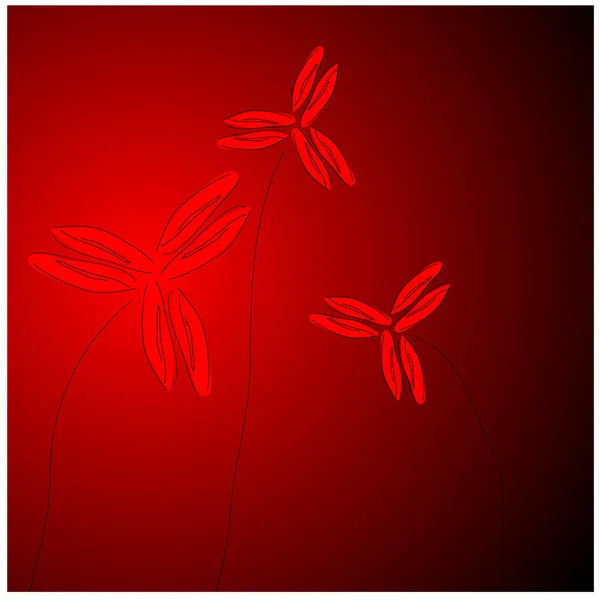 Blumen Auf Rotem Hintergrund — Stockvektor
