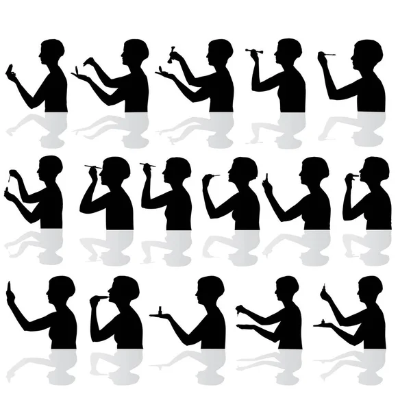 Silhouettes People Different Styles — Stock Vector