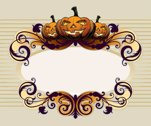 Gelukkig Halloween Achtergrond Frame Van Pompoenen — Stockvector