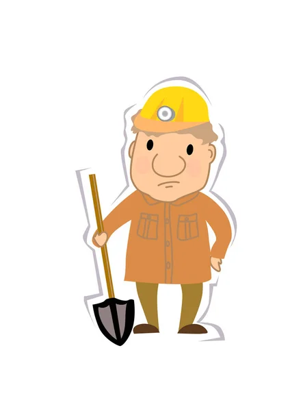 Bauarbeiter Mit Schaufel — Stockvektor