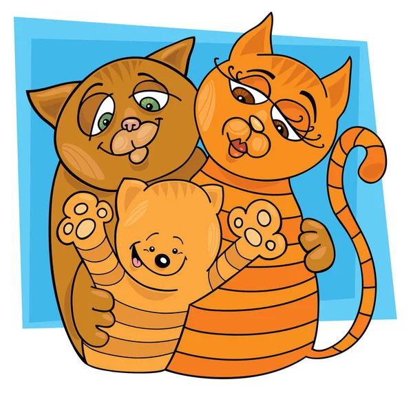 Ilustração Desenho Animado Vetorial Família Gatos Gatinhos — Vetor de Stock
