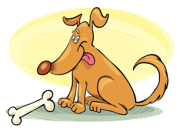 骨のある犬の漫画 ベクトルイラスト — ストックベクタ