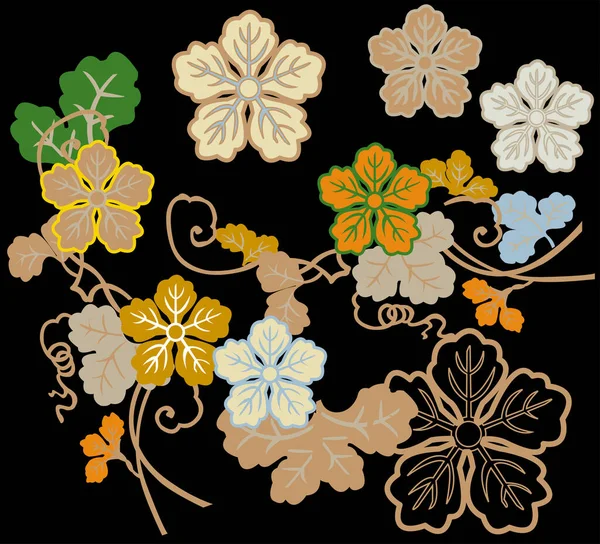 Vector Illustration Flowers Leaves Use Design — Stock Vector