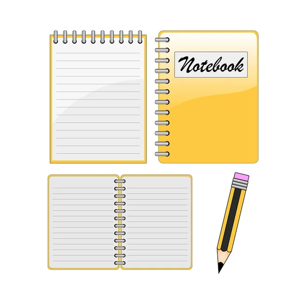 Cuaderno Con Pluma Cuaderno Diario Ilustración Vectorial — Vector de stock