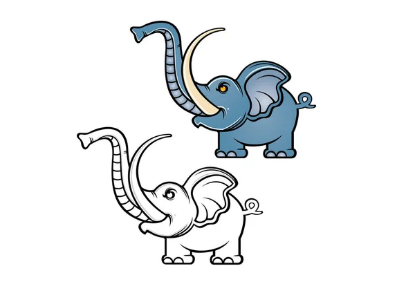 可爱的大象卡通画 — 图库矢量图片