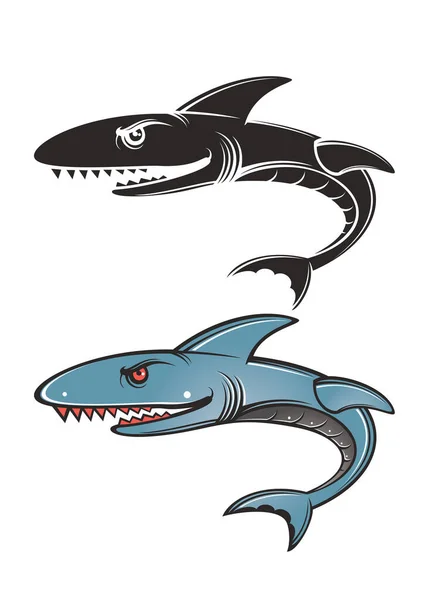 Vector Dos Tiburones Marinos — Archivo Imágenes Vectoriales