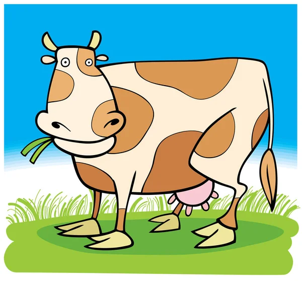 Dibujo Animado Vaca Divertida Ilustración Fondo Para Los Niños — Vector de stock