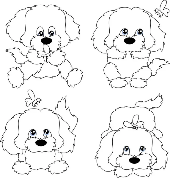 Desenhos Animados Bonito Cachorro Colorir Página — Vetor de Stock