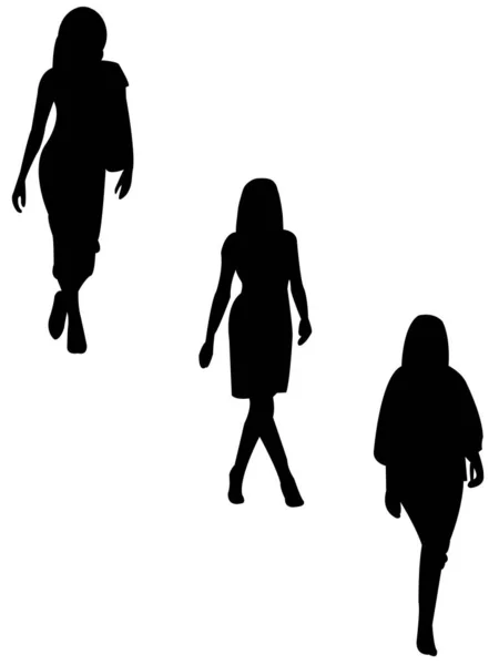 Silhouette Vectorielle Des Femmes Sur Fond Blanc — Image vectorielle