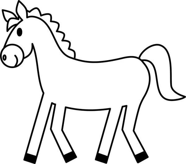 Čára Kůň Izolovaný Bílém Pozadí — Stockový vektor