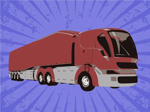 Illustration Den Stora Röda Lastbilen — Stock vektor