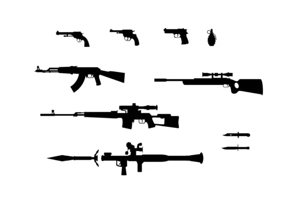 Ensemble Armes Militaires Icônes Vectorielles — Image vectorielle