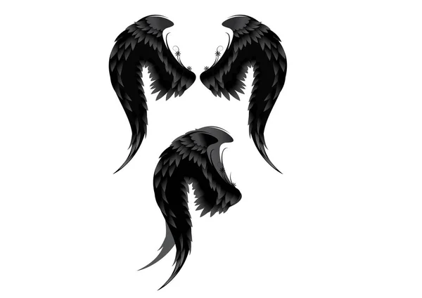 Zwarte Vleugels Van Engel — Stockvector