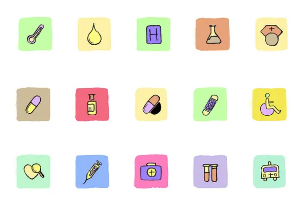Conjunto Iconos Médicos Con Diferentes Colores — Vector de stock