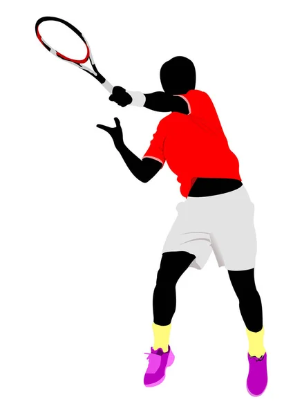 Tenisový Hráč Silueta Ilustrace — Stockový vektor