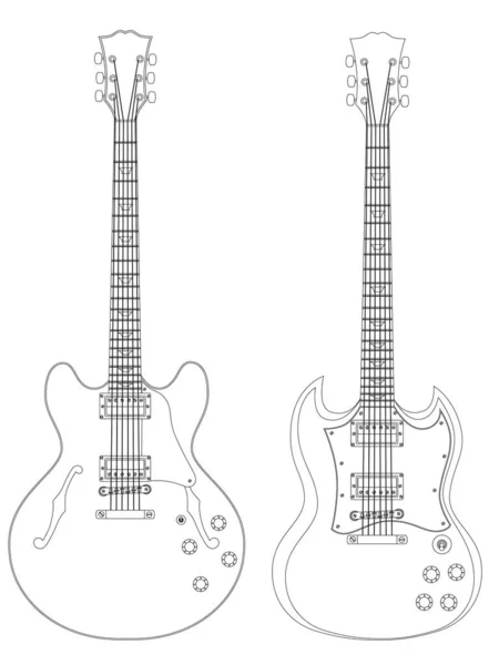 白い背景にエレクトリックギターのベクターイラスト — ストックベクタ