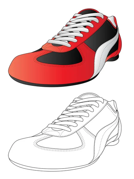 Baskets Rouges Sur Blanc — Image vectorielle