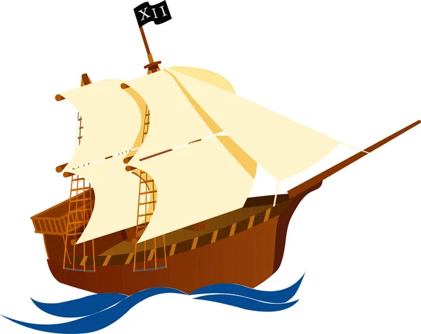Pirátská Loď Vlajkou — Stockový vektor