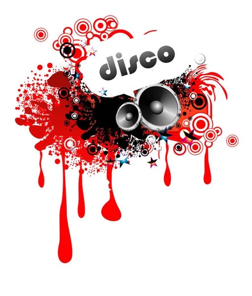 Boule Disco Avec Fond Rouge Illustration Vectorielle — Image vectorielle