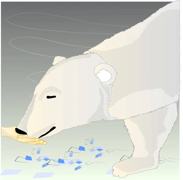 Ілюстрація Білого Ведмедя Їсть Морозиво — стоковий вектор