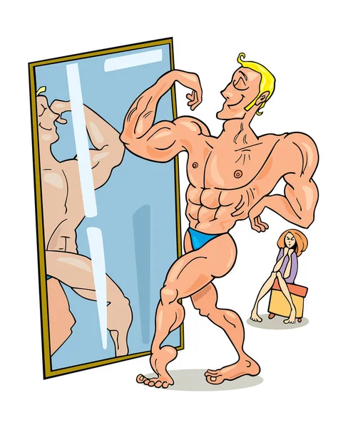 Ilustración Vectorial Del Hombre Con Cuerpo Muscular — Archivo Imágenes Vectoriales