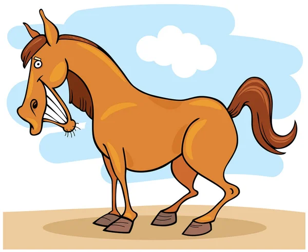 Kreslený Legrační Kůň Usmívá — Stockový vektor
