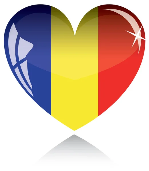 Rumänien Flagge Herz Auf Weißem Hintergrund — Stockvektor