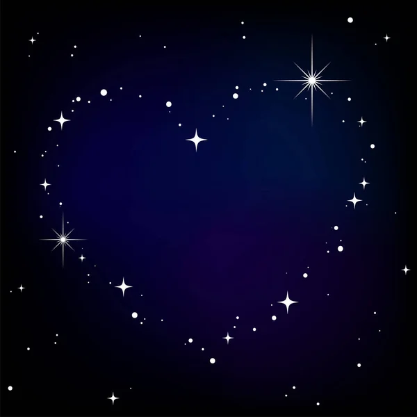 Fondo San Valentín Con Corazón Hecho Estrellas Nocturnas Ilustración Vectorial — Vector de stock