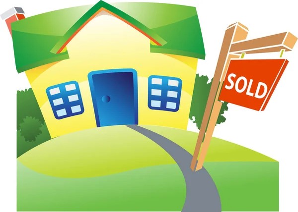 Concetto Immobiliare Con Segno Della Casa — Vettoriale Stock