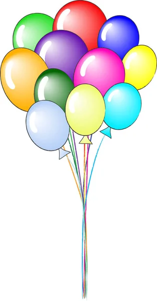 Illustration Eines Bündels Bunter Luftballons — Stockvektor