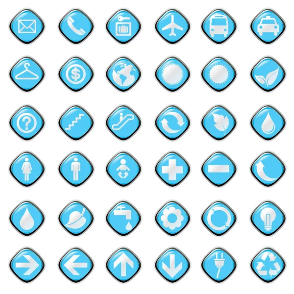 Iconos Azules Sobre Fondo Blanco — Vector de stock